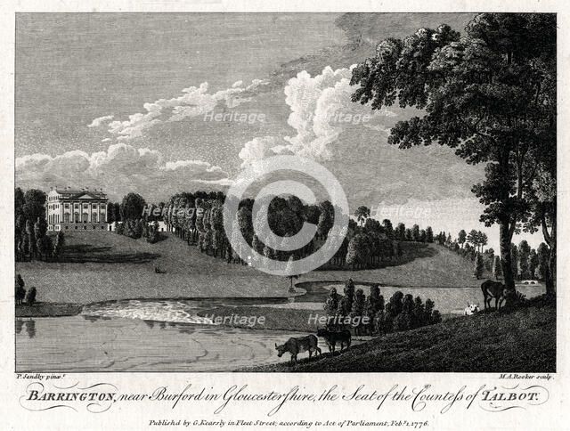 'Barrington, near Burford in Gloucestershire, the Seat of the Countess of Talbot', 1776. Artist: Michael Angelo Rooker