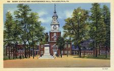 Barry Statue and Independence Hall, Philadelphia, Pennsylvania, USA, 1933