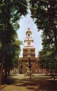 Barry Statue and Independence Hall, Philadelphia, Pennsylvania, USA, 1953