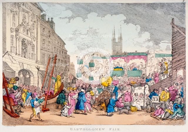 Bartholomew Fair, West Smithfield, City of London, 1813.                                Artist: Thomas Rowlandson