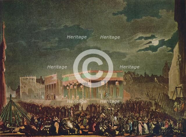 'Bartholomew Fair: From the Outside', 1942. Artists: Thomas Rowlandson, Augustus Charles Pugin.