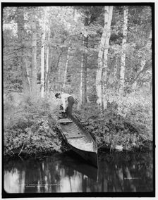 Bartlett's carry, Round Lake, Adirondack Mountains, (1902?). Creator: William H. Jackson