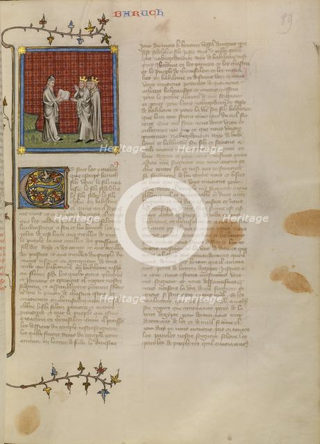 Baruch Reading to Jeconiah and Other Nobles, about 1360-1370. Creator: Master of Jean de Mandeville.
