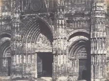 Bas du Portail, Côté de la Place, Cathédrale de Rouen, 1852-54. Creator: Edmond Bacot