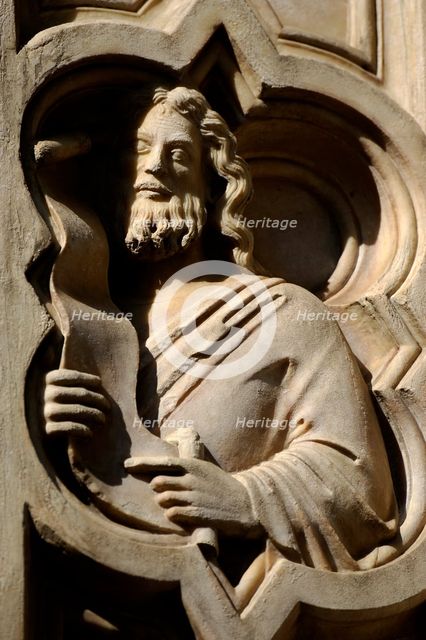 Bas-relief depicting a prophet, Loggia del Bigallo, Florence Italy, 14th century.  Creator: Unknown.