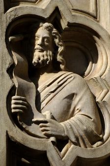 Bas-relief depicting a prophet, Loggia del Bigallo, Florence Italy, 14th century. Creator: Unknown