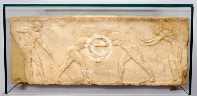 Bas-relief frieze of wrestlers, c500 BC.  Artist: Anon