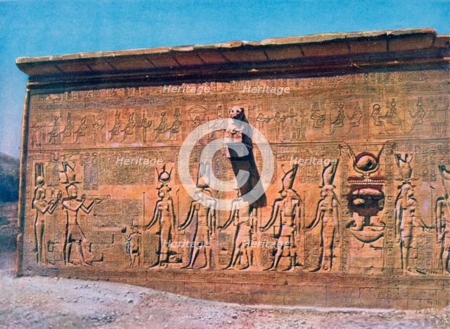 Bas-relief of Cleopatra, Caesarion, Temple of Hathor, Dendara in Egypt, 20th century. Artist: Unknown