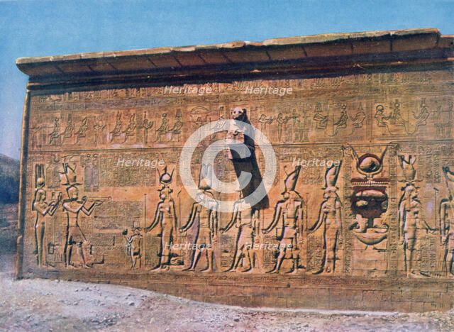 Bas-relief of Cleopatra, Caesarion, Temple of Hathor, Dendara in Egypt, 20th century. Artist: Unknown