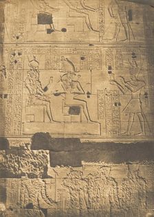Bas-relief pris sur la muraille occidentale du grand Temple d'Isis, à Philae, April 1850. Creator: Maxime du Camp