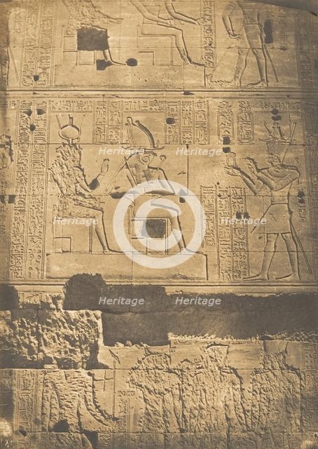 Bas-relief pris sur la muraille occidentale du grand Temple d'Isis, à Philae, April 1850. Creator: Maxime du Camp.