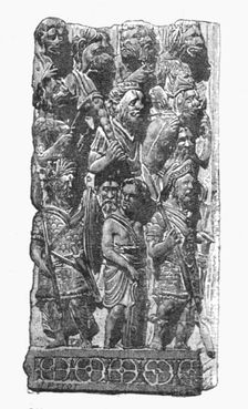 Bas-reliefs from an Indian Temple; Notes on the Ancient Temples of India 1875. Creator: Unknown