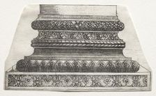 Base and Capital with Figure of Fame and Winged Horses (base), c. 1525-1550. Creator: Master G. A. with the man-trap (Italian, active 1525-50)