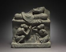 Base for a Seated Buddha with Figures of Ascetics, 2nd half of the 2nd Century. Creator: Unknown