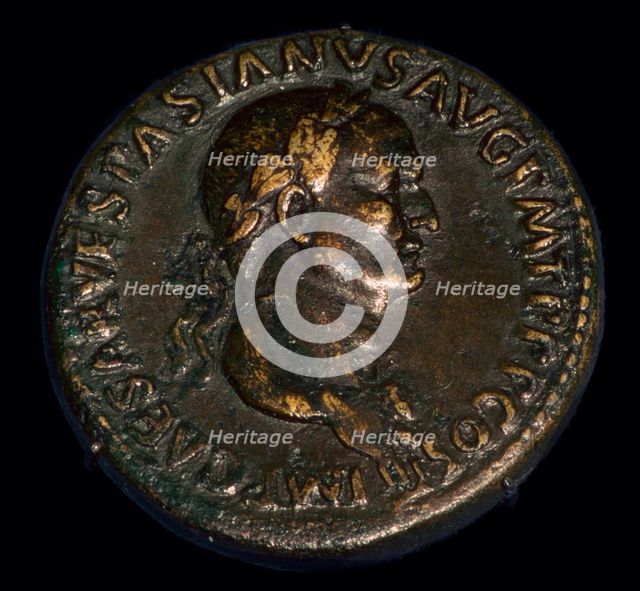 Base metal coin of the Roman emperor Vespasian, 1st century. Artist: Unknown
