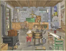 Basement of Urban House, 1910, c. 1947. Creator: Perkins Harnly