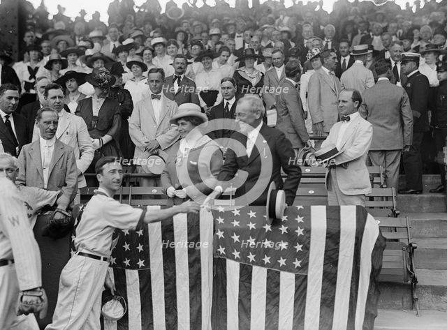Baseball, Congressional - President And Mrs. Wilson, 1917. Creator: Harris & Ewing.