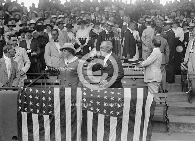 Baseball, Congressional - President And Mrs. Wilson, 1917. Creator: Harris & Ewing.