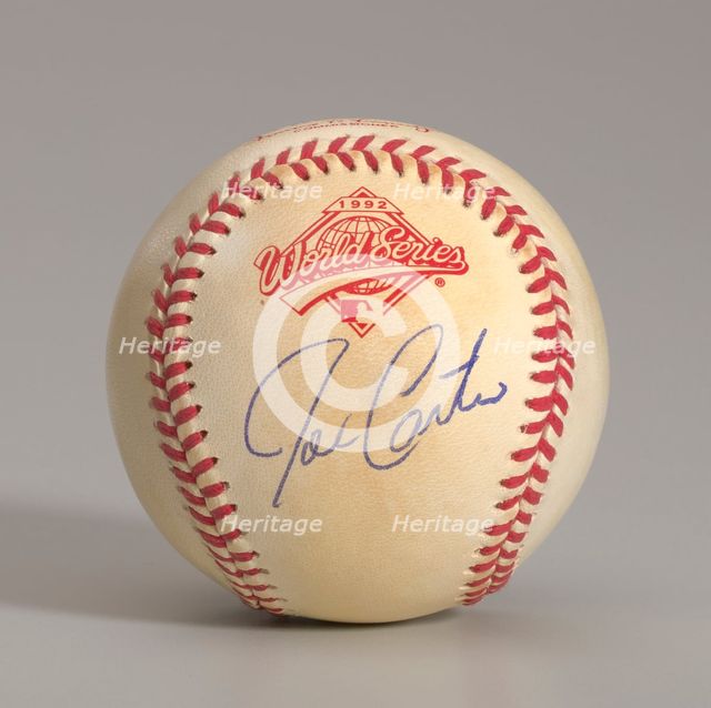 Baseball from the 1992 World Series autographed by Joe Carter, 1992. Creator: Rawlings.
