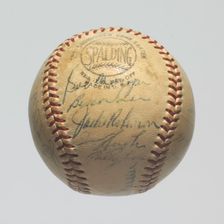 Baseball signed by the 1953 Brooklyn Dodgers team, 1953. Creator: Spalding