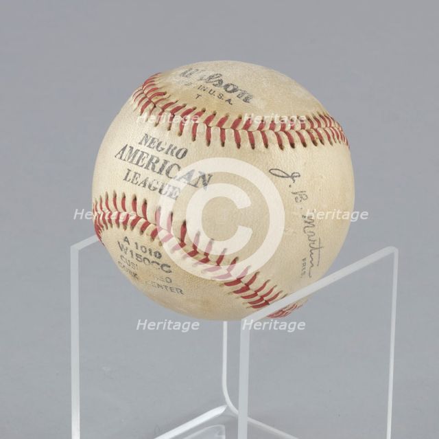 Baseball stamped with the Negro American League logo, 1937-1962. Creator: Unknown.