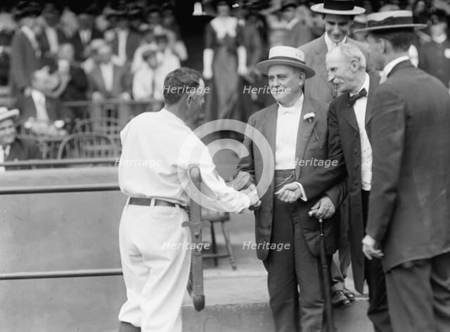 Baseball, Professional, Champ Clark, Shaking Hands with Clark Griffith, 1912. Creator: Harris & Ewing.