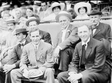 Baseball, Professional, Champ Clark, with Son Bennett, Left Center, 1912. Creator: Harris & Ewing