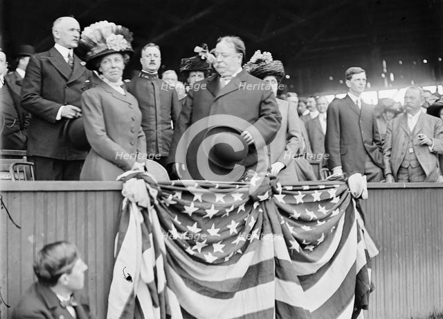 Baseball, Professional - President And Mrs. Taft; General Clarence Edwards, 1910. Creator: Harris & Ewing.
