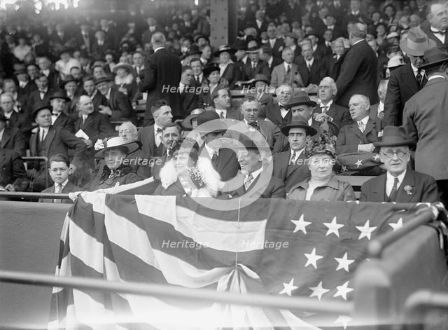 Baseball - Wilson At Ball Game; Grayson, Cary T, Dr, U.S.N, Chesley, Mrs. Willoughby S,, 1917. Creator: Harris & Ewing.