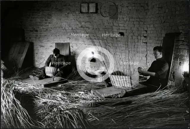 Basket makers, King's Sedge Moor, High Ham, South Somerset, Somerset, 1930s. Creator: J Dixon Scott.