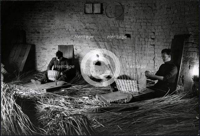 Basket makers, King's Sedge Moor, High Ham, South Somerset, Somerset, 1930s. Creator: J Dixon Scott.