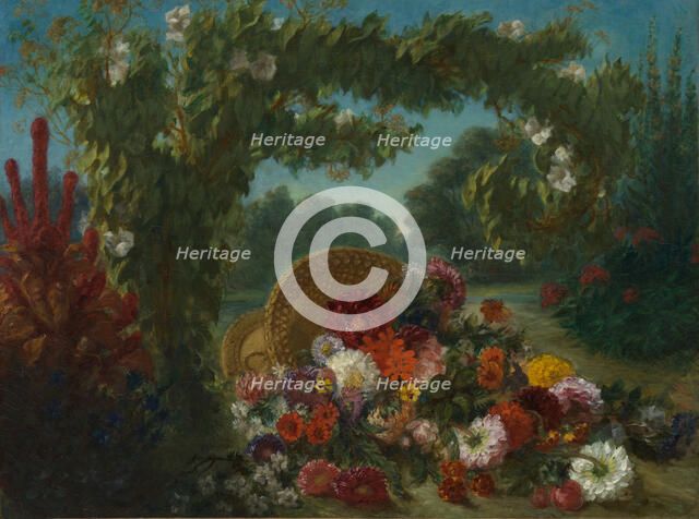 Basket of Flowers, 1848-49. Creator: Eugene Delacroix.