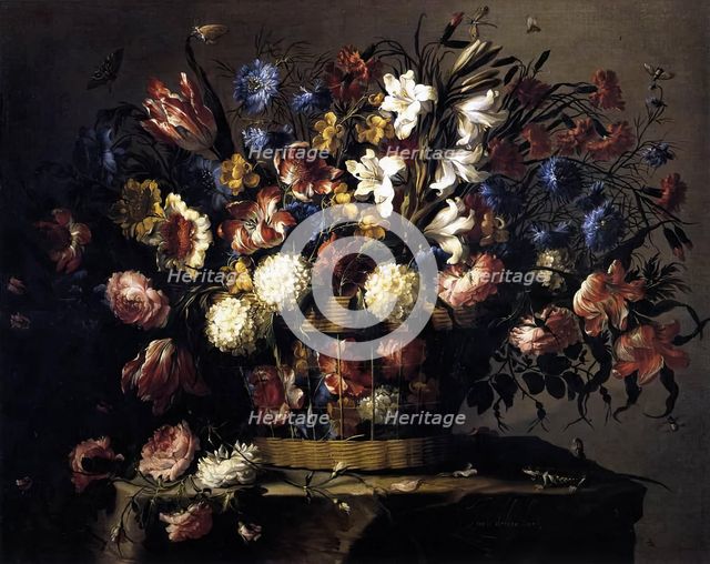 Basket of flowers, between 1668 and 1670. Creator: Juan de Arellano.