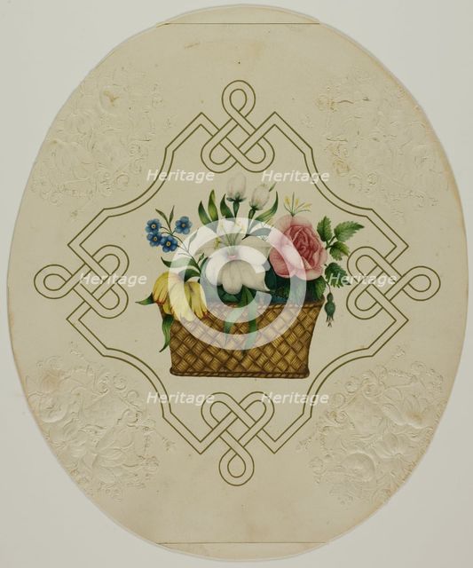 Basket of Flowers in Printed Embossed Borders, n.d. Creator: Unknown.