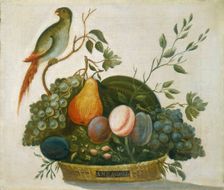 Basket of Fruit with Parrot, 1777. Creator: A.M. Randall