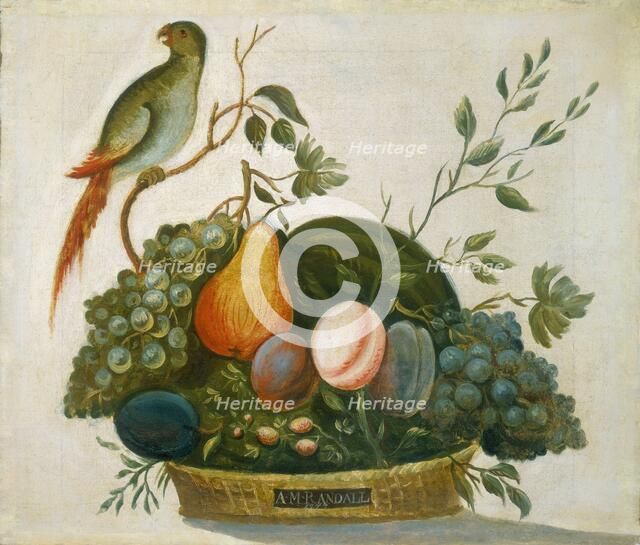 Basket of Fruit with Parrot, 1777. Creator: A.M. Randall.