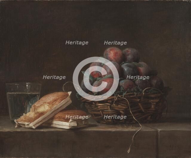 Basket of Plums, 1769. Creator: Anne Vallayer-Coster (French, 1744-1818).
