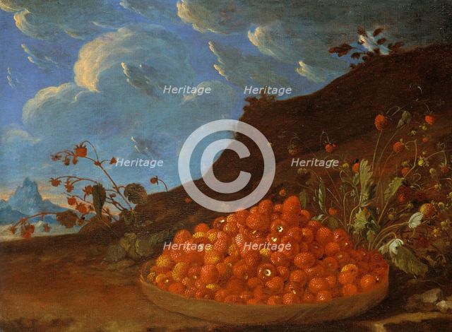 Basket of Wild Strawberries in a Landscape, mid-late 18th century. Creator: Luis Meléndez.