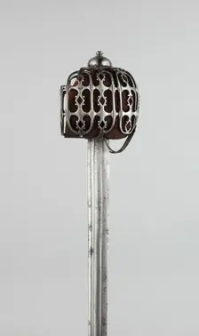 Basket-Hilted Broadsword with Scabbard (Claymore), Scotland, c. 1750. Creator: Unknown