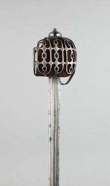 Basket-Hilted Broadsword with Scabbard (Claymore), Scotland, c. 1750. Creator: Unknown