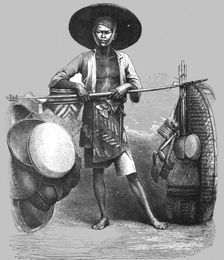 Basket-seller; A Visit to Borneo 1875. Creator: A.M. Cameron