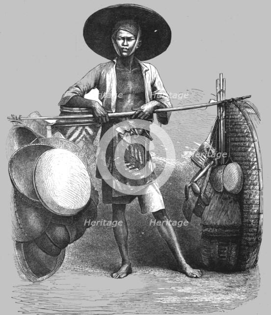 'Basket-seller; A Visit to Borneo', 1875. Creator: A.M. Cameron.