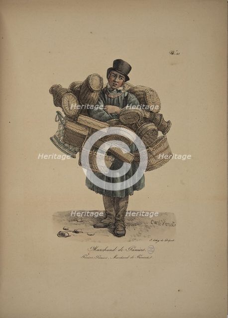 Basket seller. From the Series "Cris de Paris" (The Cries of Paris), 1815. Creator: Vernet, Carle (1758-1836).