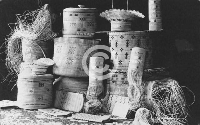 Basket weaving, between c1900 and c1930. Creator: Unknown.