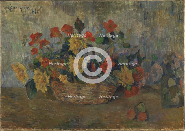 Basket with flowers, 1884. Creator: Gauguin, Paul Eugéne Henri (1848-1903).