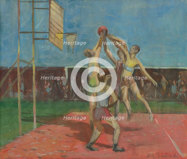 Basketball players, 1945. Creator: Bedrich Hoffstädter.