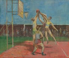 Basketball players, 1945. Creator: Bedrich Hoffstädter