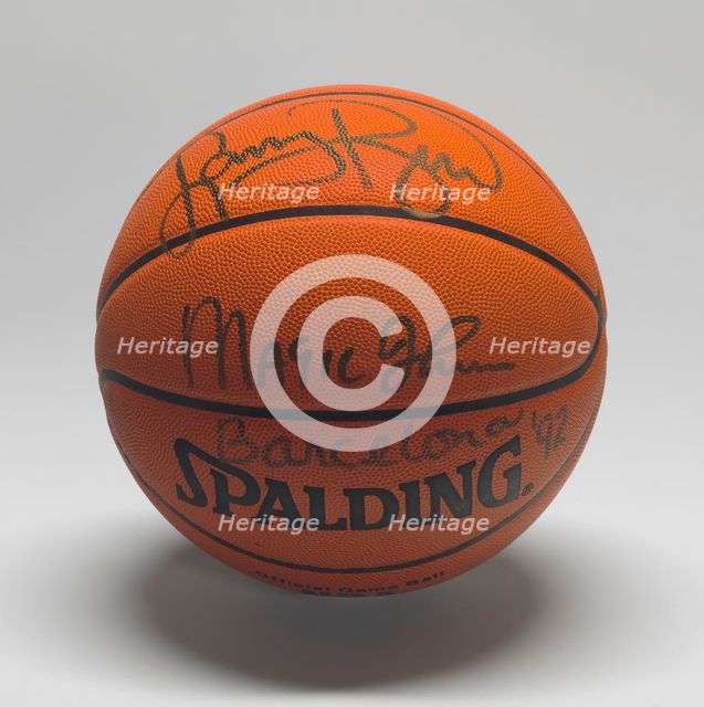 Basketball signed by members of the U.S. "Dream Team", 1992. Creator: Spalding.