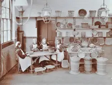 Basketry workshop at Elm Lodge Residential School for Elder Blind Girls, London, 1908
