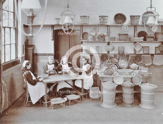 Basketry workshop at Elm Lodge Residential School for Elder Blind Girls, London, 1908. Artist: Unknown.